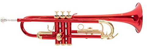 Roy Benson Bb-Trompete TR-101R (ML Bohrung, Edelstahl Ventile, Goldmessing Mundrohr, elegantes Design, im leichten Rechtecketui, mit Rucksackfunktion), Rot
