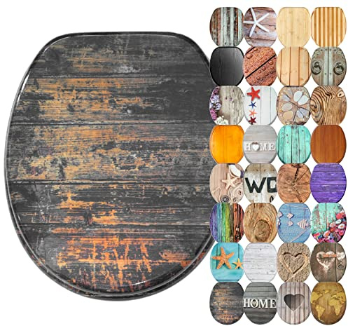 Sanilo Soft Close Toilet Seat, Wide Choice of Wooden Toilet Seats, Stable Hinges, Easy to Mount (Vintage)