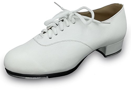 Pierides Men's Tap Shoes with 1.2 Heel,White Synthetic,4.5 M US