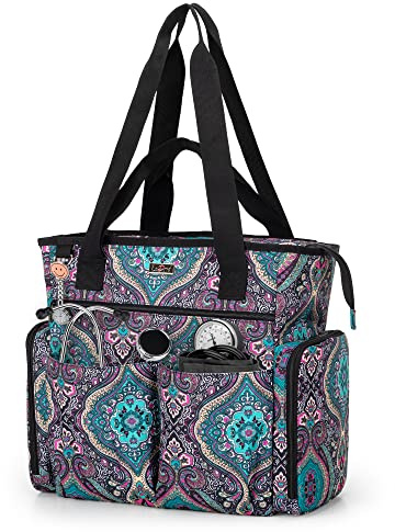 LoDrid Nurse Bag with Padded Bottom, Medical Work Bag for Nurses & Home Visits, Fits 15.6' Laptop, Suitable for RN, PA, LPN, EMT, CNA