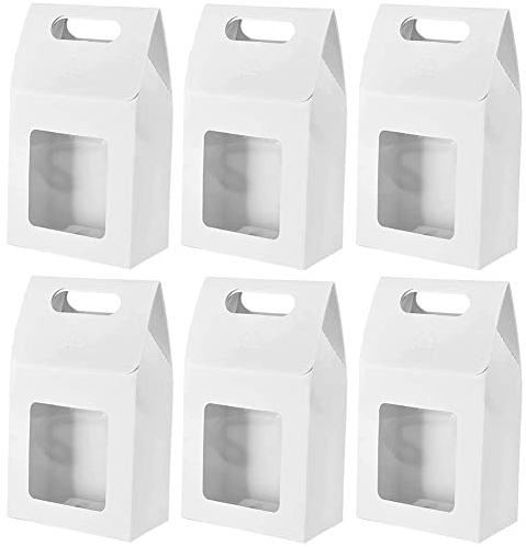 25 Piezas Bolsas Embalaje Papel Kraft, Bolsa de Regalo con Ventana, Bolsas de Regalo con Asas, Bolsa de Regalo Papel Fuerte, para Envasado de Dulces, Galletas, Snacks
