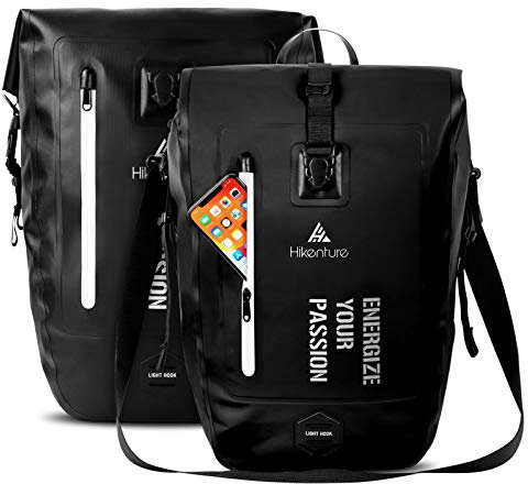 HIKENTURE Fahrradtasche für Gepäckträger, Gepäckträgertasche Fahrrad 27L, Fahrradtaschen Wasserdicht inkl. Schultergurt, Radtasche Hinterradtasche Umhängetasche für Fahrrad Zubehör -2er Black