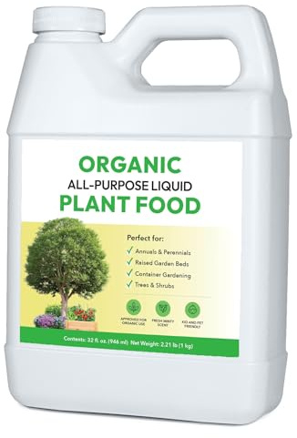 Organic All-Purpose Liquid Plant Food - Liquid Fertilizer Alternative for Vegetable and Herb Gardens & Flower Beds | Infused with Broad Spectrum of Soil Enriching Microbes (32oz Makes 32 Gallons)