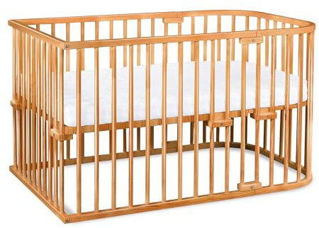 babybay Maxi extra großes Beistellbett aus massivem Buchenholz/Kinderbett Höhe stufenlos verstellbar & umweltfreundlich/Kinderbettset (kernbuche geölt)