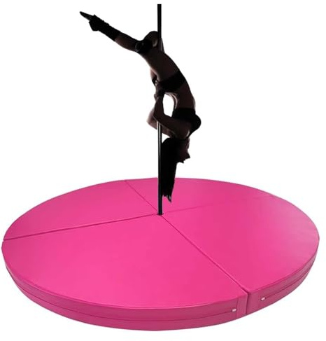 Pole-Dance-Matte, pinkfarbene Crashmatte für Pole Dance, dicke, runde, faltbare Sicherheitsmatte für das Heim-Fitnessstudio, 160 x 3 cm große Fallschutzmatte für Pole Dance, strapazierfähige