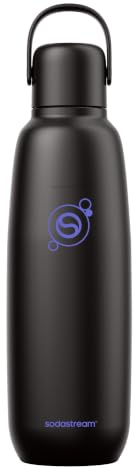 sodastream Fizz & Go – Bouteille isotherme en acier inoxydable 0,9L, double paroi, conserve chaud ou froid jusqu’à 12h, compatible machines, noire