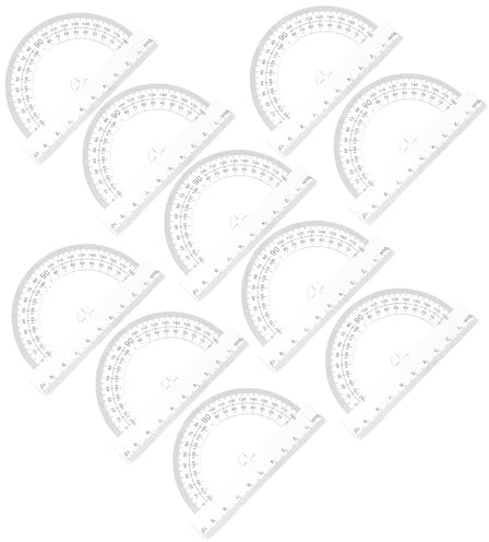 BCOATH 10pcs Plastic Protractors 180-degree Half-Circle Angle Measuring Tools for Students School Supplies Math Drawing and Geometry