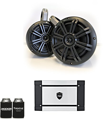KICKER Marine Wake Tower System w/Charcoal 6.5 Speakers, Wet Sounds HT-4 400 Watt Marine Amp