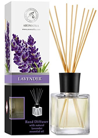 Raumduft Diffuser Lavendel 200 ml - Raumduft Diffuser mit Stäbchen - Raumduft mit Naturreines Ätherisches Lavendelöl - Aromatherapie - Raumbeduftung - Lufterfrischer - Reed Diffuser
