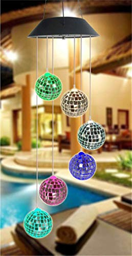 Solar Windspiel Outdoor LED Farbwechsel Solarleuchten Romantisches Dekor für Patio Garden Yard Home (Mosaic ball)
