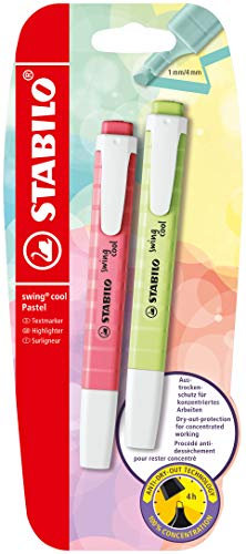 STABILO - Textmarker - swing cool Pastel - 2er Pack - Prise von Limette, kirschblütenrosa