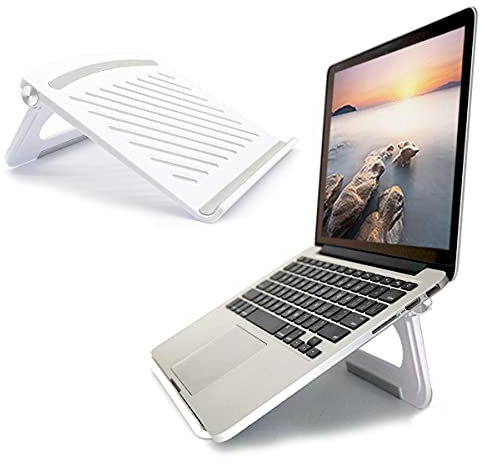Breeze Letter Laptop Stand for Desk Stable Foldable Adjustable Multi-Angle Computer Desktop Holder Ventilated Lapdesks Riser for Mackbook, Lenovo, Dell, iPad, HP - Within 17' White