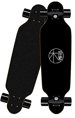 TangDao Longboard Skateboard Mini 80CM Kreuzer 8 Schichten Ahornholz mit Lager ABEC-7 für Kinder Erwachsene und Anfänger (Schwarz, Großes schwarzes Rad)