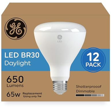 GE LED Light Bulbs, 65 Watt, Daylight, BR30 Indoor Floodlights (12 Pack)