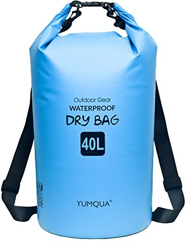 YUMQUA Dry Bag Wasserdichter Tasche 5L 10L 20L 30L 40L wasserdichte Beutel Packsack für Kajak Boot Angeln Rafting Camping Snowboarden Schwimmen Wassersport (Blau, 40L)