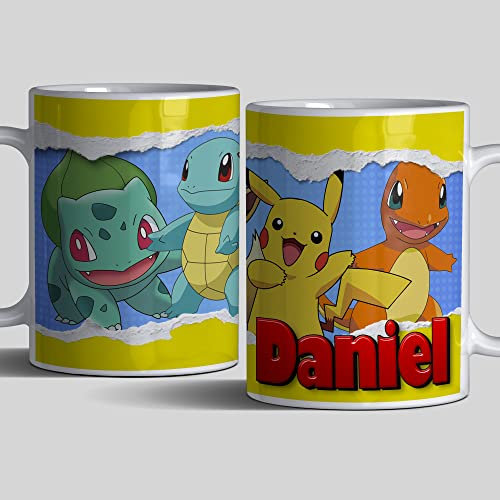 Taza INSPIRADA con dibujos de los personajes más emblemáticos personalizada con nombre - Taza de cerámica calidad premium 350 ml hecha mano