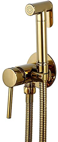 Yalsfowe Handheld Bidet Sprayer Brass, Bidet Sprayer for Toilet, Cold and Hot Water Bidet Sprayer, Bidet Taps, Concealed Wall Mount Cloth Diaper Sprayer,Titanium gold