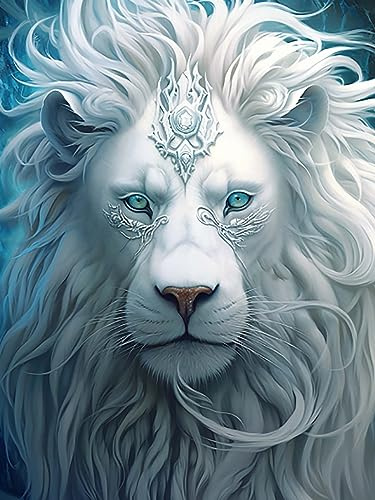 Reofrey 5D Diamond Painting Zubehör Löwe, DIY Full Dril Tier Diamant Painting Bilder Set Diamant Malerei Vollbohrer, Kreuzstich Erwachsene Stickerei Crystal Strass Foto Craft Für Home 30X40cm