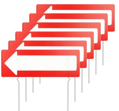 6 cartelli di freccia vuota con paletti, 43 x 15 cm, in plastica ondulata, freccia indicativa, per fai da te, matrimonio, segnaletica, compleanno, festa
