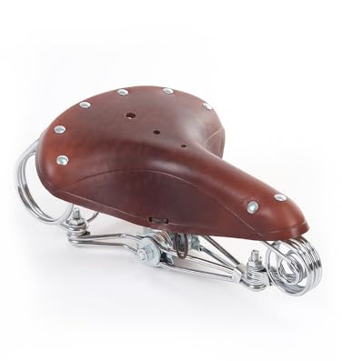 Heimvita Retro Sattel Leder Fahrradsattel gefederter Fahrradsitz Cityradsattel Classic Ledersattel Fahrrad 1890's Aged Rennradsattel Curiser Unisex