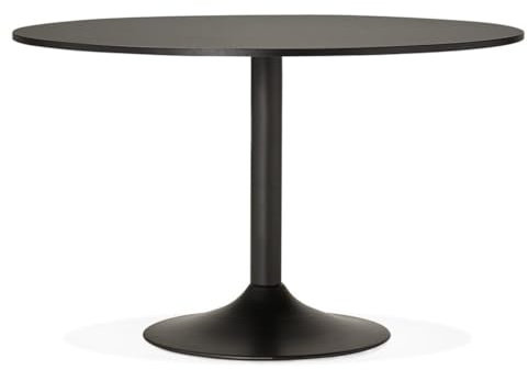 Vielseitiger Besprechungstisch Rund Ø 120 cm | Stabiler Konferenztisch für Büro & Meeting | Fördert Kommunikation | Melamin Schwarz Büro-Esstisch | Sternförmiges Untergestell | Pflegeleicht - VURANO