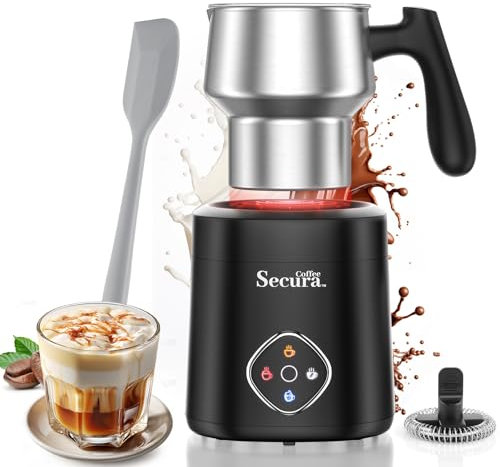 Secura 4-in-1 Electric Milk Frother and Steamer, 13.5oz with Detachable Dishwasher-Safe Stainless Steel Jug – Hot and Cold Foam Maker, Milk Warmer for Coffee, Lattes, Hot Chocolate - Induction Heating