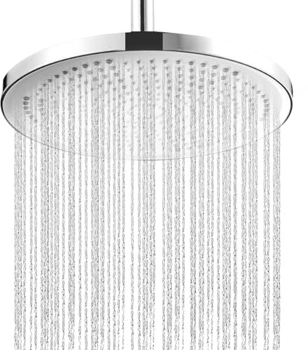 Pommeau de douche à effet pluie, grand pommeau de douche de 25,4 cm, pommeau de douche de rechange réglable par processus de galvanoplastie, pommeau de douche rond fixe et pommeau de douche à effet