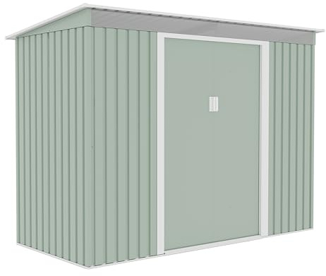 Brigros - Casetta Da Giardino Per Attrezzi In Lamiera Zincata Con Porte Scorrevoli, Capanno Da Giardino Disponibile In 2 Dimensioni Ideale Come Ricovero Attrezzi (Salvia, 261x121x186 cm)