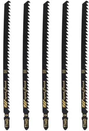 Set di 5 lame per seghetto alternativo T744D, lunghezza 180 mm, per legno e metallo, lame per sega a T, taglio rapido, lame lunghe per seghetto alternativo, compatibili con Bosch, Makita, DeWalt