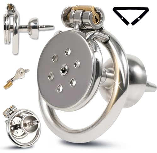 Crysore Inverted Chastity Cage Peniskäfig mit Katheter und Urinschale Sex Spielzeug für die Männer Keuschheitskäfig Herren aus Edelstahl mit Verdeckten Schlössern zum Bondage des Penis (45mm,C)