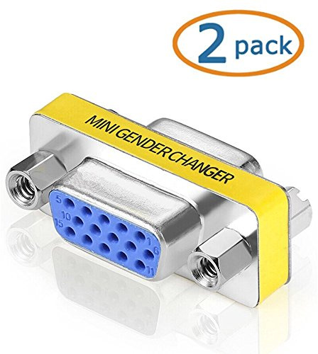 WOVTE DB9 Female to Female Mini Gender Changer Coupler Adapter Connector Pack of 2 (VGA/SVGA 15/15)