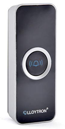 LLOYTRON MIP System 3 Doorbell Accessory - Wireless Bell Push Transmitter - Replacement or Additional Bell Push for MIP System Chime Receiver - 200m Range - B7831BK - Black