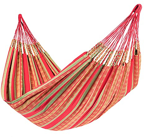 Tropilex Chill Doppel-Hängematte in Orange mit Aufbewahrungstasche - Fairtrade hergestellte Stoffhängematte aus Kolumbien - 230x160 cm, Belastbar bis 180 kg - Perfekt für Garten, Camping und Reisen