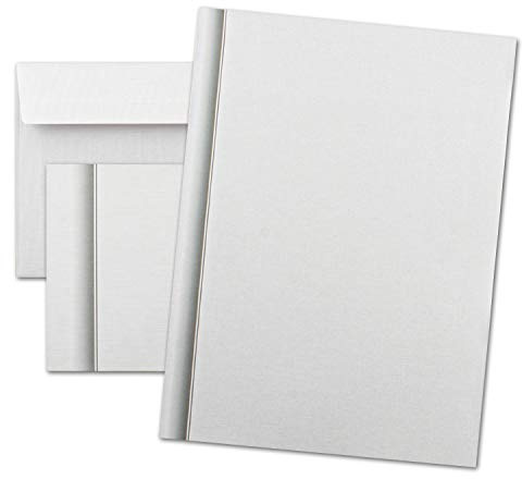 25x Set lutto - Carta lutto DIN A4 e busta DIN lunga - con struttura in lino e bordo ombreggiato - 297 x 210 cm - 100 g/m² - Set di condoglianze per biglietti di ringraziamento, inviti, necrologi