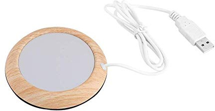 USB Cup Warmer Coaster Coffee Mug Warmer for Desk, Heating Pad Desktop Wood Grain Heat Beverage Mug Mat Tea Coffee Heater Pad for Home & Office(Bright Wooden Grain)