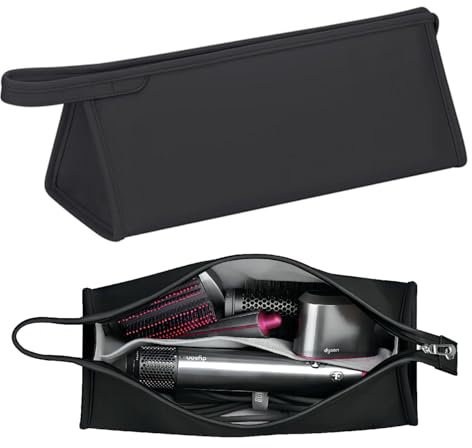 BoBostarky Portable Travel Case Storage Bag Compatible for Dyson Supersonic Hair Dryer and Dyson Airwrap Styler, PU Leather Protective Travel Carrying Case Compatible for Dyson (Black)