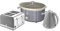 Swan Retro Kitchen Set, 1.5L Fast Boil Kettle & 4 Slice Toaster & 3.5L Slow Cooker, Grey, SK19020GRN, ST19020GRN, SF17021GRN