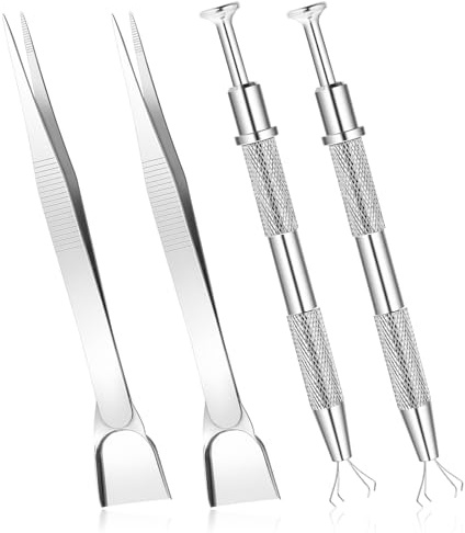 Cake Decorating Tools Set, 4 PCS Aluminum Alloy Pearl Sprinkles Pen Pearl Grabber with 4 Claws and Stainless Steel Cake Tweezers Pearl Sprinkle Spoon with Shovel Head Cake Cookie Decorating Supplies