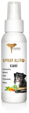 Surus Equipment Dentifricio Spray per Cani 100 ml, Alito Fresco, Prevenzione Tartaro e Placca, Naturale con Aloe Bio, Menta, Salvia e Calendula, Igiene Orale Quotidiana per Cani con Gengive Sensibili