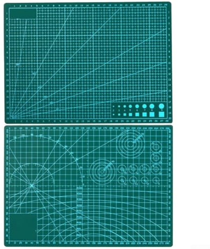 Tappetino da taglio double-face A2/A3/A4/A5 con scala antiscivolo e trasparente, per progetti artigianali, cucito, intaglio e modellismo (A-4 verde)