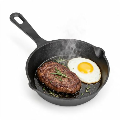 Buachois 14cm Mini Sartén de Hierro Fundido para Tortillas, Huevo | Sartén Antiadherente con Fondo Plano para Estufas de Gas E Inducción, Sarten Huevo Frito