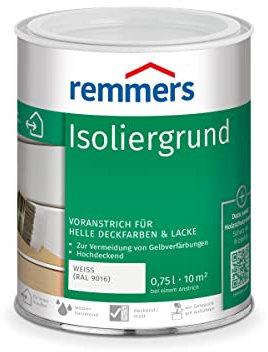 Remmers Isoliergrund weiß (RAL 9016), 0,75 Liter, Sperrgrund, wirkt gegen Holzinhaltsstoffe, verhindert Gelbverfärbungen, hochdeckend, atmungsaktiv