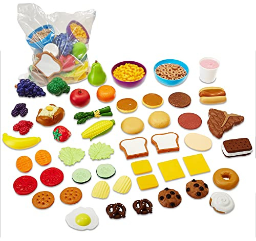 Learning Resources New Sprouts Complete Play Food Set - 50 Pieces, Ages 2+, Toddler Kitchen Kids, Fruit and Vegetable Toys, Gifts for Boys and Girls