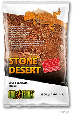 Exo Terra Outback Red Stone Desert, naturlig ökenjord, Wuesten substrat, lämplig för formning av stenformationer, tunnlar och hålor, 20 kg