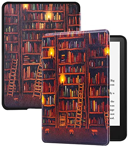 HUASIRU Gemälde Hülle Schutzhülle Kindle Paperwhite mit 6.8 Zoll Display(11. Generation, 2021 Veröffentlicht) Case Cover, Bibliothek