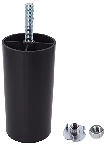 SKIR'CO Möbelbeine aus Kunststoff, Höhe 100 mm, rund, Ø 50 mm, Möbelfüße mit M8-Schrauben, Sofabeine, Muttern, 8 Stück, Schwarz, 8 Stück