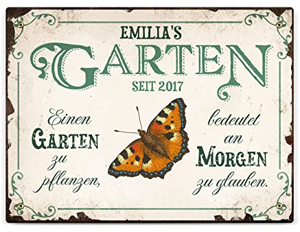 Love Faith personalisiertes Outdoor-Schild - Gartenglück - 30x20 cm | Gestalte dein individuelles Gartenschild - Wetterfestes Metall 30x20cm, ohne Bohrung - Wanddeko für Garten & Balkon