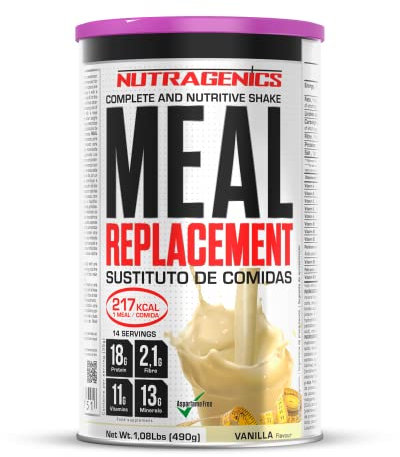 Nutragenics Meal Replacement - Batidos Sustitutivos de Comida - Batidos Saciantes - Ayuda para el control de peso - sustitutivo de comida - 490 g (Vanilla)