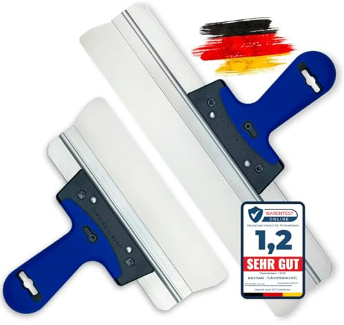 BACHSAM® Profi-Werkzeug-Set Made in Germany: Flächenspachtel 400mm & 250mm, ideal für Trockenbau, Verputzen, Tapeten entfernen. Hochwertige Spachtel mit Softgriff glättspachtel Glätter