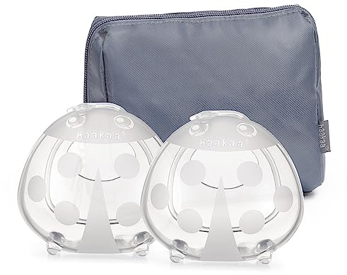 Set Recolector de Leche Materna de Silicona LadyBug 40 ml – 2 Pack Colector de Leche Materna con Succión Suave – Diseño Portátil Reutilizable + Neceser de Almacenamiento – Libre de BPA – Haakaa